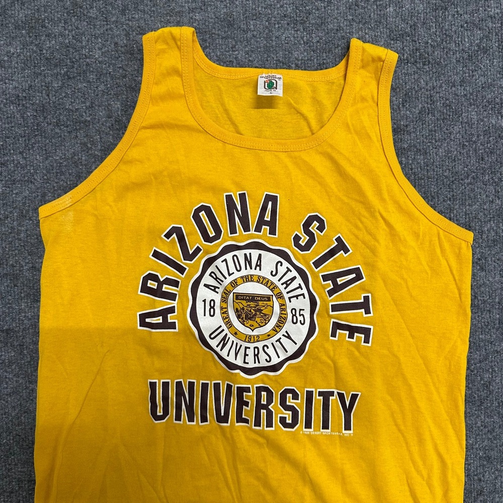 Desert Sportswear Tank Top Mens Size L Yellow Arizona State University Graphic